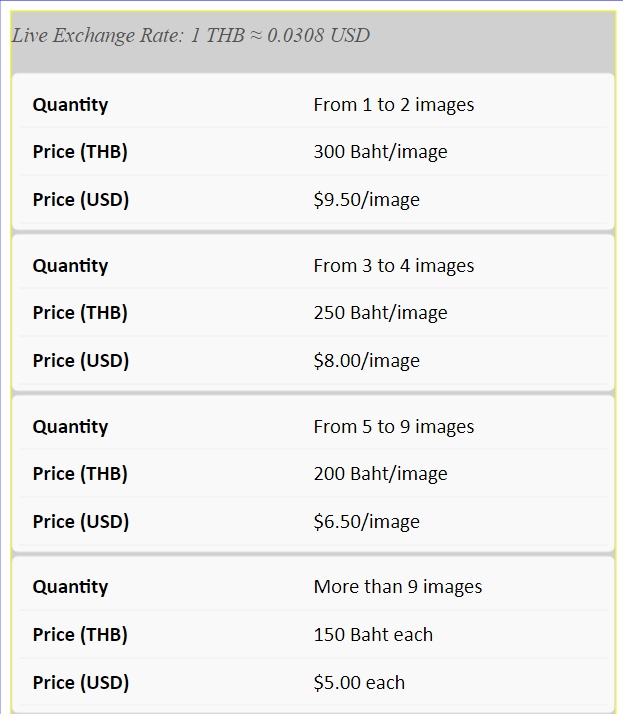 photo library bangkok pricelist